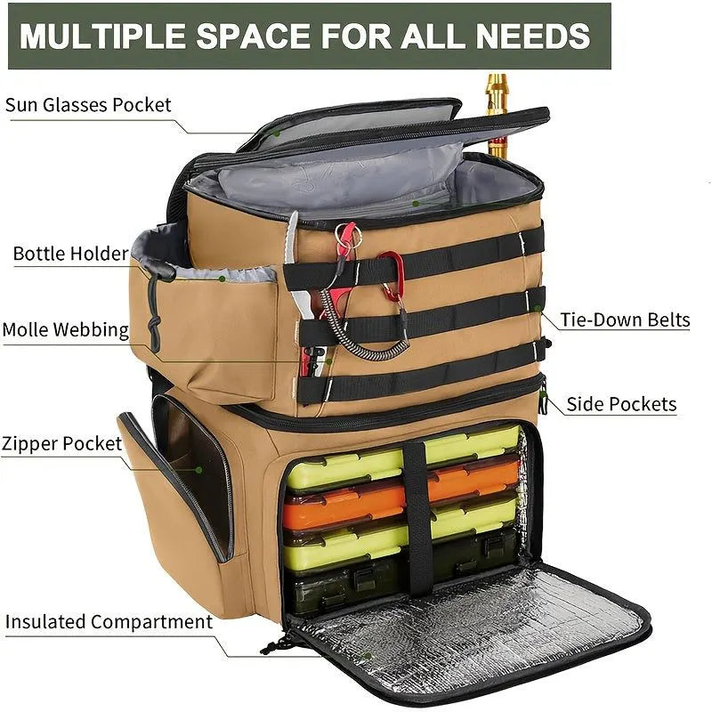 Fishing Tackle Backpack with Rod Holders & Cooler - Image 5