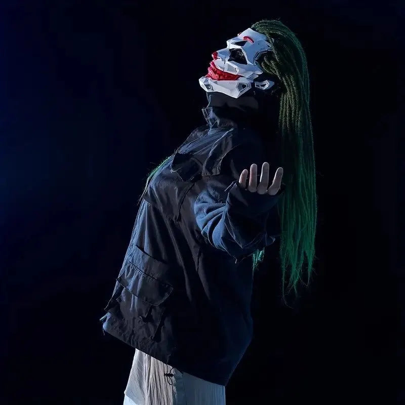 Joker Clown Costume Mask with Braids - Image 4