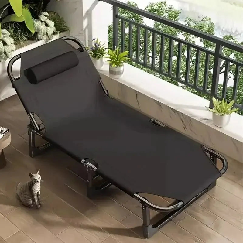 Foldable Oxford Cloth Sun Lounger with Headrest - Image 3