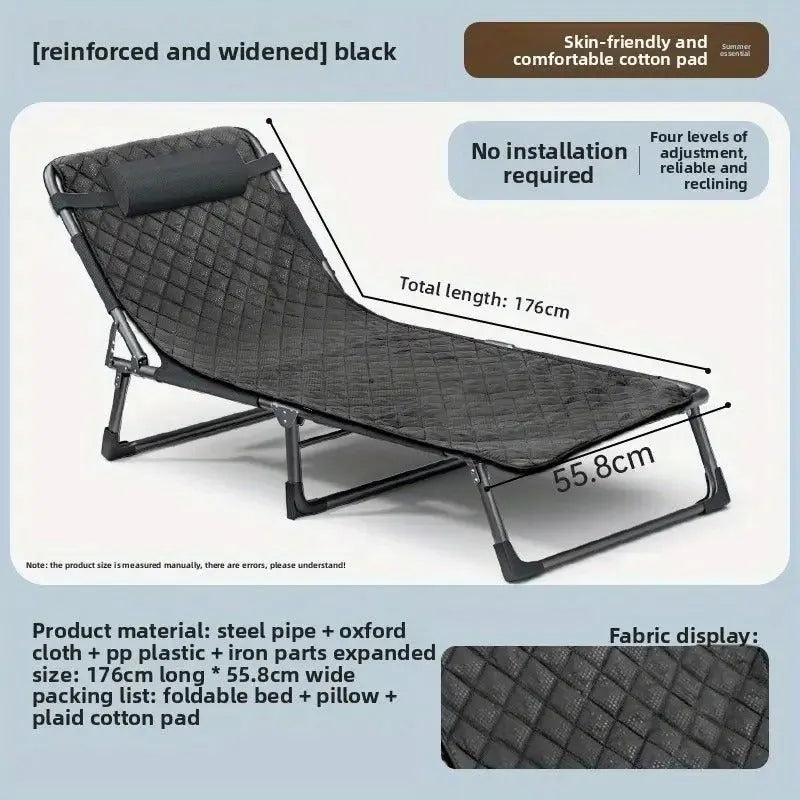 Foldable Oxford Cloth Sun Lounger with Headrest - Image 4