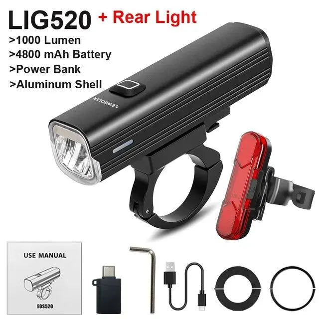 USB Rechargeable Bicycle Light Set Black - Image 3