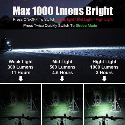 USB Rechargeable Bicycle Light Set Black - Image 4