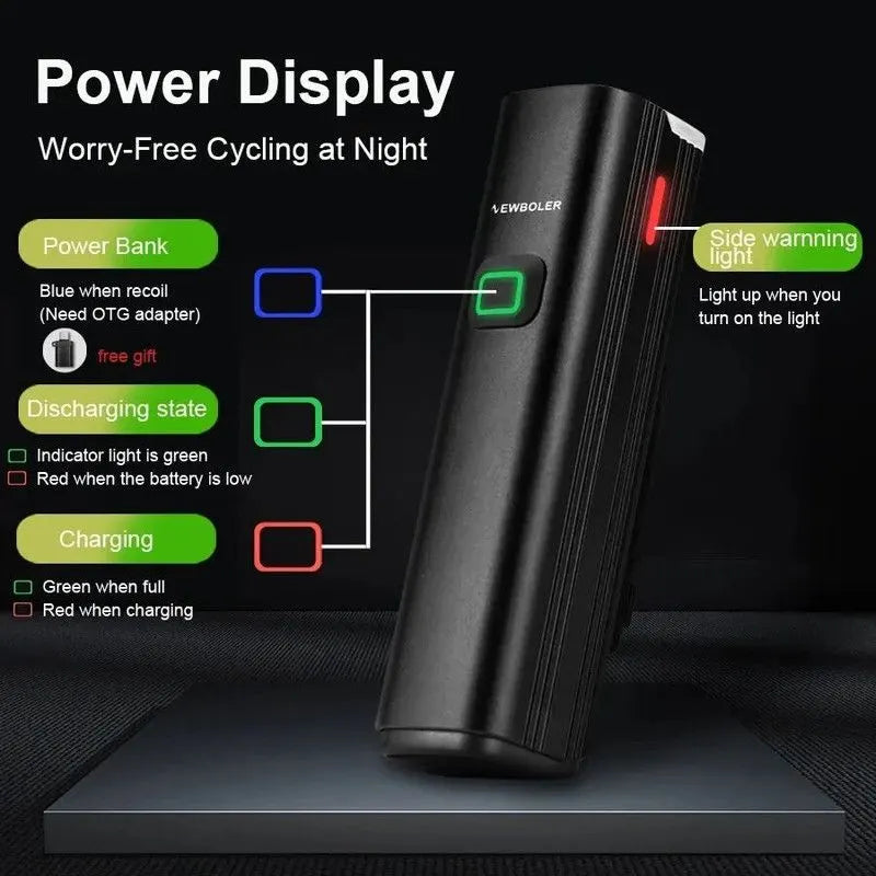 USB Rechargeable Bicycle Light Set Black - Image 5