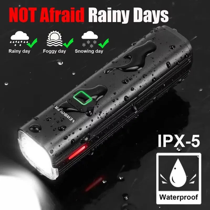 USB Rechargeable Bicycle Light Set Black - Image 7