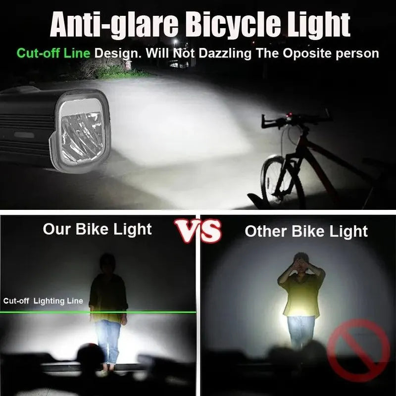 USB Rechargeable Bicycle Light Set Black - Image 8