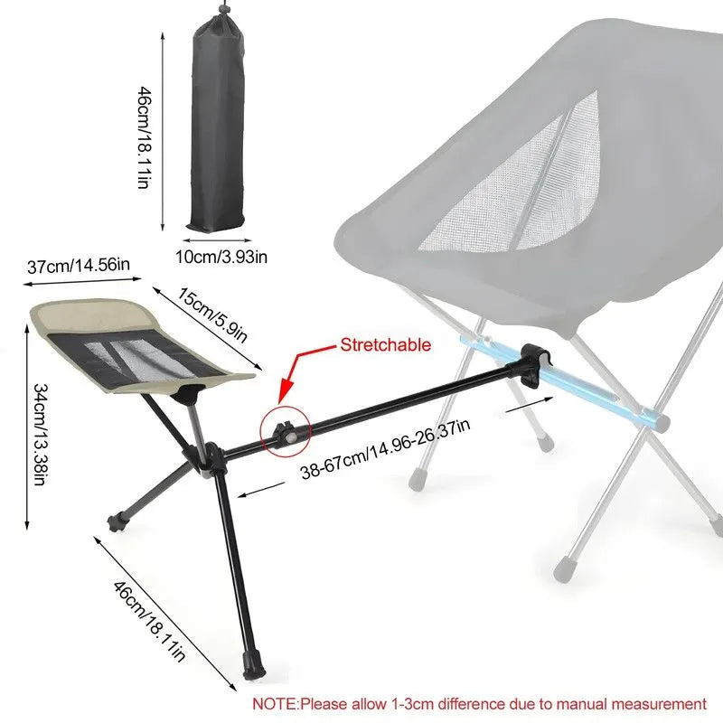 Portable Folding Chair Footrest Khaki - Image 2