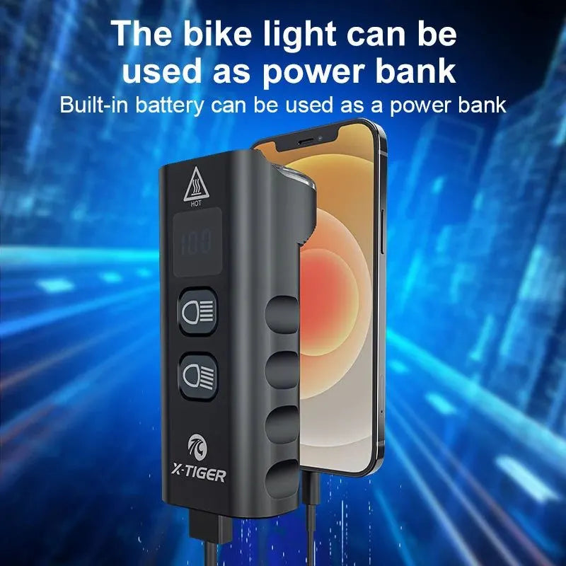 6400mAh USB Rechargeable Bike Light Black - Image 4