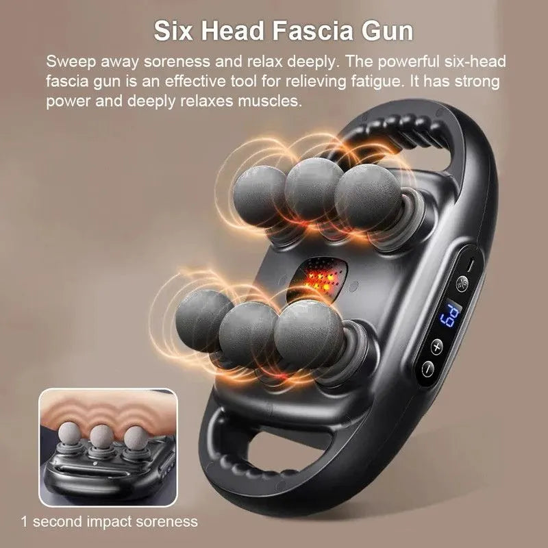 6-Head Fascia Massage Gun Tissue Muscle  Black - Image 5