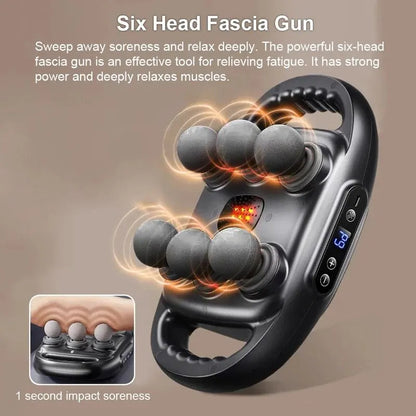 6-Head Fascia Massage Gun Tissue Muscle  Black - Image 5