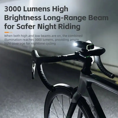 3000 Lumen Rechargeable Bike Light Black