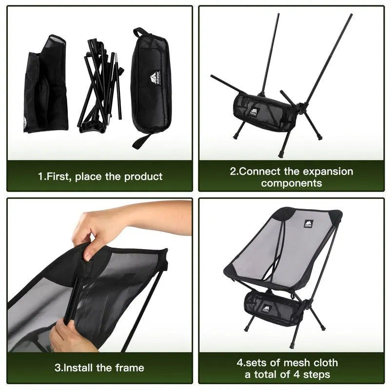 2pcs Outdoor Folding Moon Chairs Black - Image 2