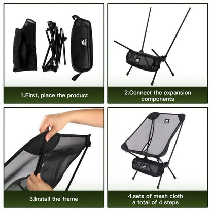 2pcs Outdoor Folding Moon Chairs Black - Image 2