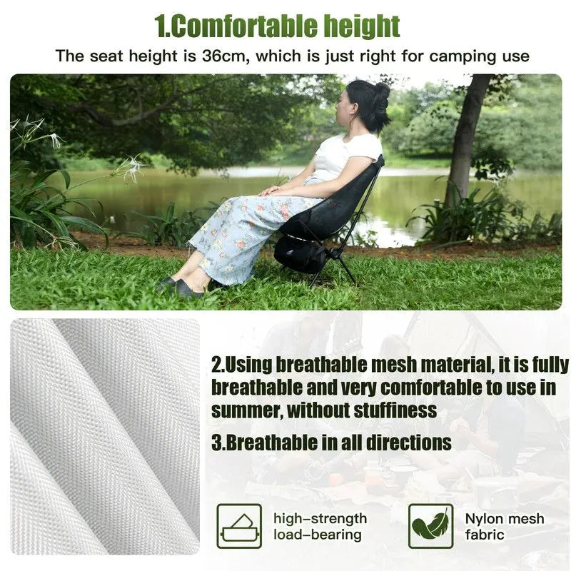 2pcs Outdoor Folding Moon Chairs Black - Image 3