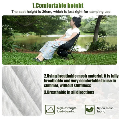 2pcs Outdoor Folding Moon Chairs Black - Image 3