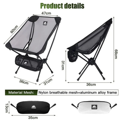 2pcs Outdoor Folding Moon Chairs Black - Image 5