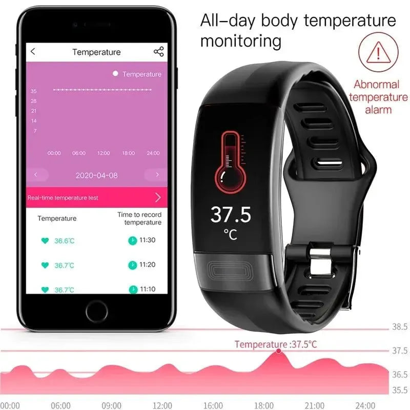 Fitness Bracelet Heart Blood Body Monitoring Black - Image 3