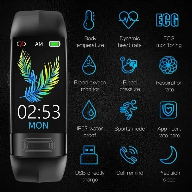 Fitness Bracelet Heart Blood Body Monitoring Black - Image 5