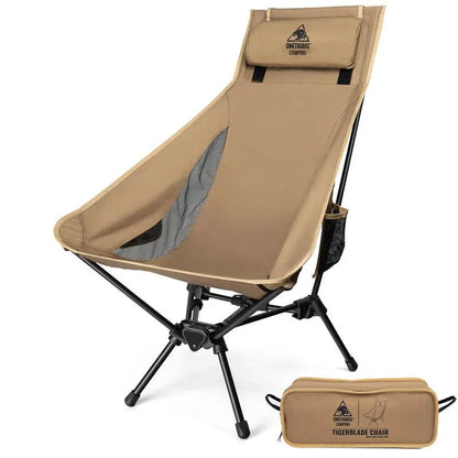 Portable High-Back Camping Chair Khaki - Image 4
