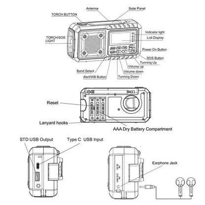 Emergency Hand Crank Solar Radio Yellow - Image 6