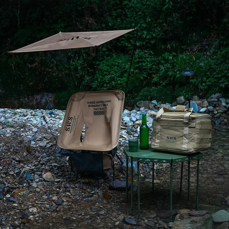 Sunshade Awning Folding Chair Set Khaki