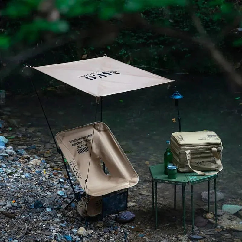 Sunshade Awning Folding Chair Set Khaki - Image 2