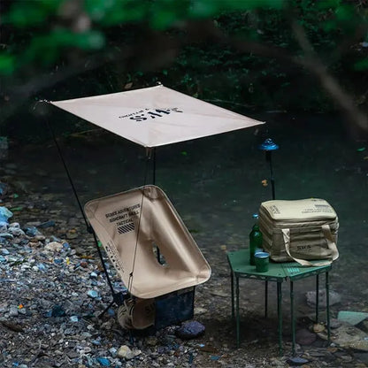 Sunshade Awning Folding Chair Set Khaki - Image 2
