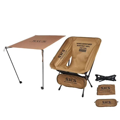 Sunshade Awning Folding Chair Set Khaki - Image 3