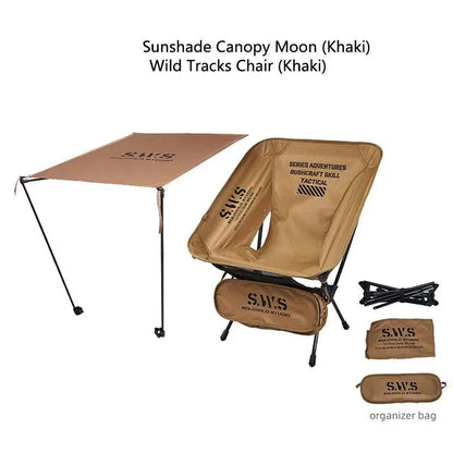 Sunshade Awning Folding Chair Set Khaki - Image 4