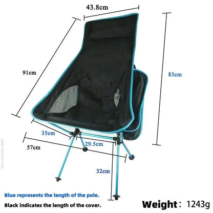Ultra-Light Folding Camping Chair Blue - Image 3