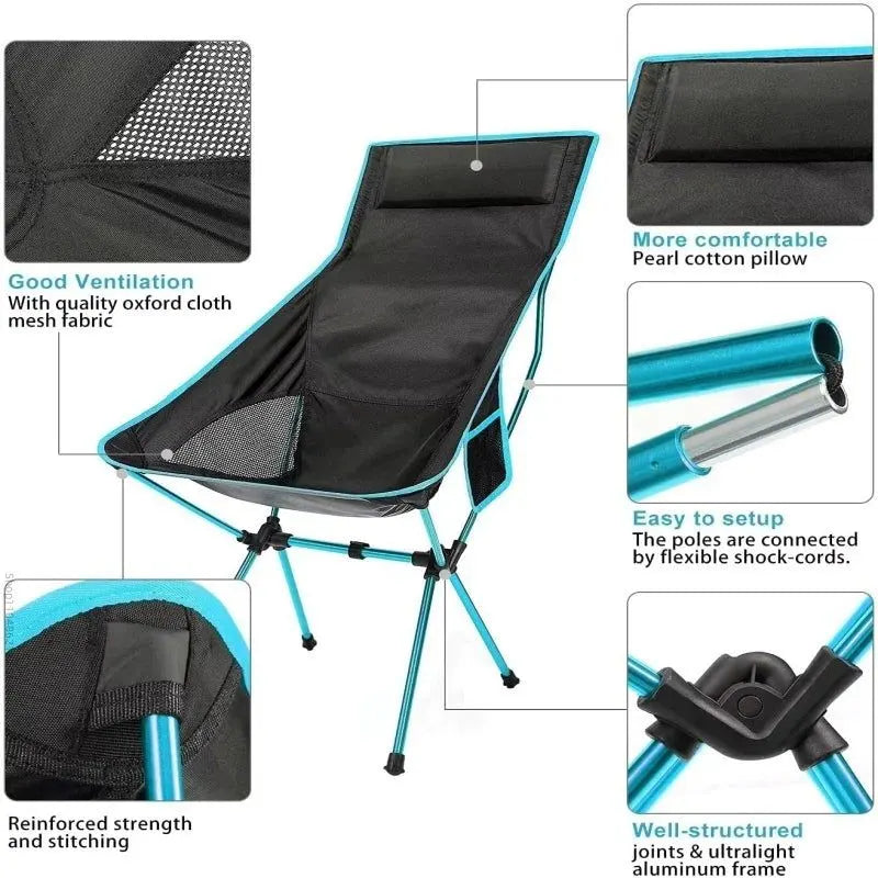 Ultra-Light Folding Camping Chair Blue - Image 4