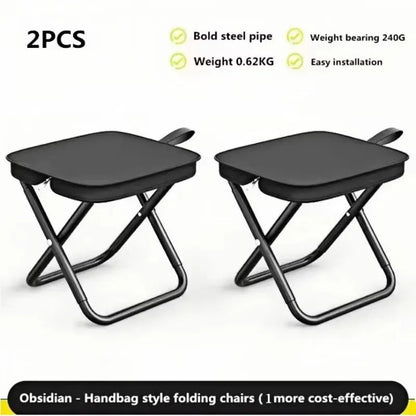 2PCS Portable Folding Backpack Stools Black - Image 3
