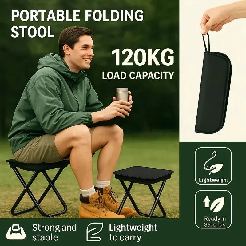 2PCS Portable Folding Backpack Stools Black - Image 5