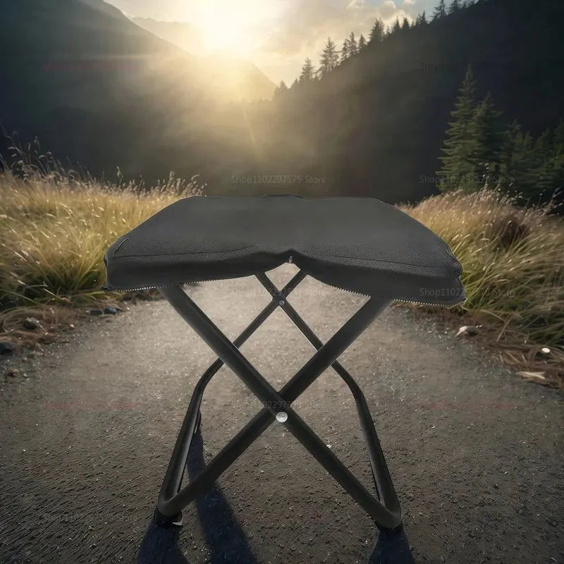 2PCS Portable Folding Backpack Stools Black - Image 6