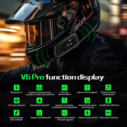 1200M Bluetooth Motorcycle Helmet Intercom Headset - Image 4