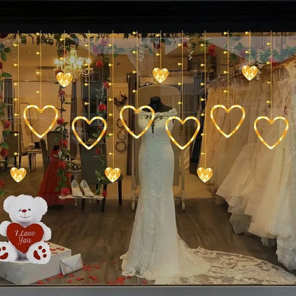 Waterproof Heart-Shaped LED Curtain String Lights - Image 4