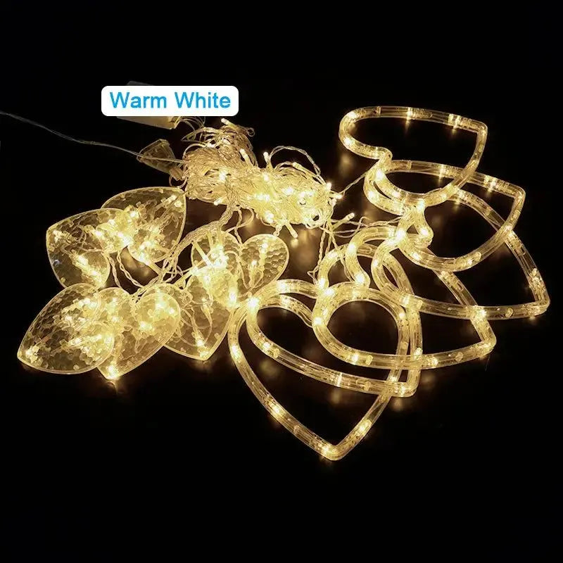Waterproof Heart-Shaped LED Curtain String Lights - Image 6