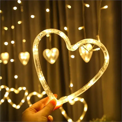 Waterproof Heart-Shaped LED Curtain String Lights - Image 8
