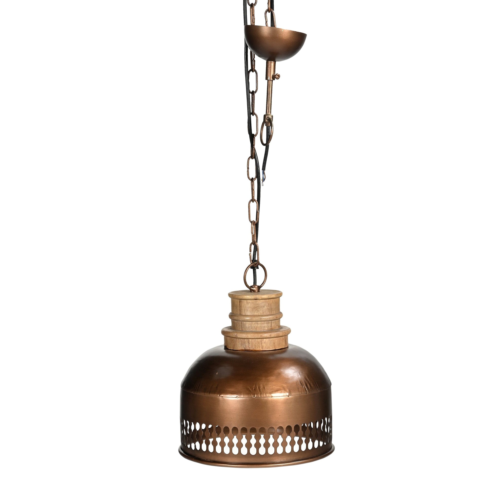 COPPER CUT-OUT AND WOOD LAMPSHADE - Image 2