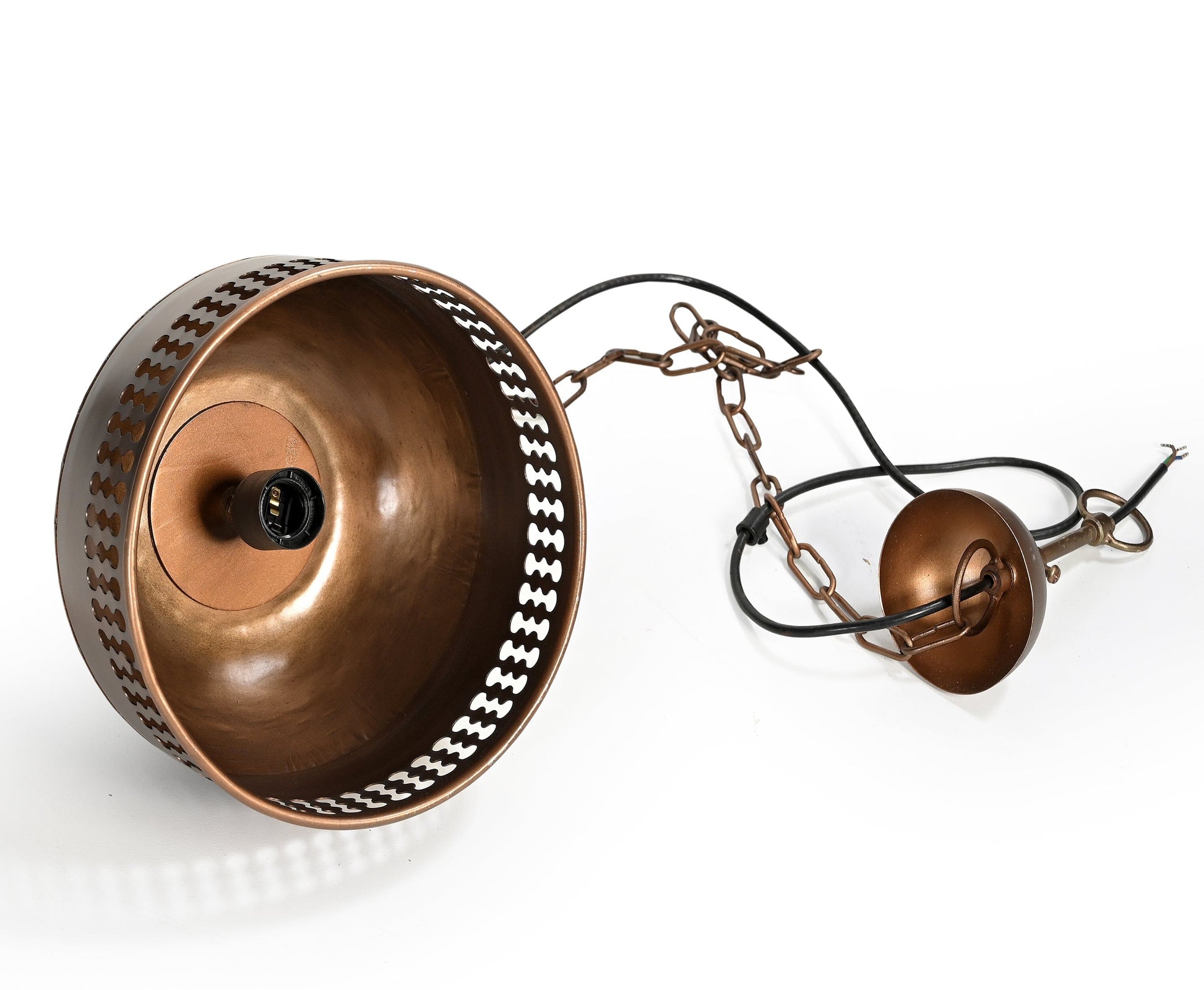 COPPER CUT-OUT AND WOOD LAMPSHADE - Image 4