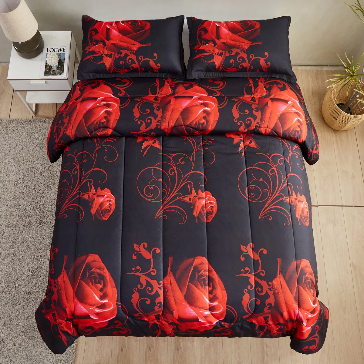 Black Rose Luxury 3 Piece Comforter Set