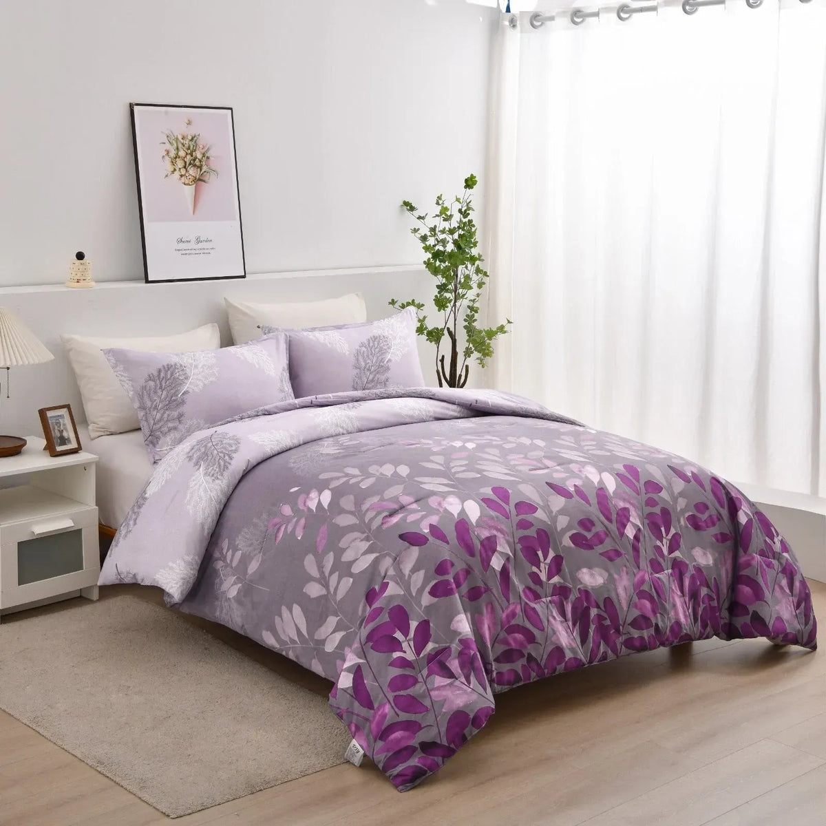Violet Gardenia Luxe Floral 3 Piece Comforter Set - Image 3
