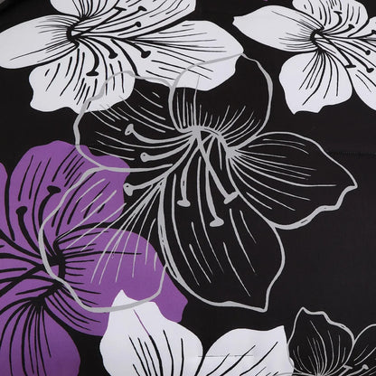 Black Purple Hibiscus Bloom Comforter Quilted Doona Set - Image 9