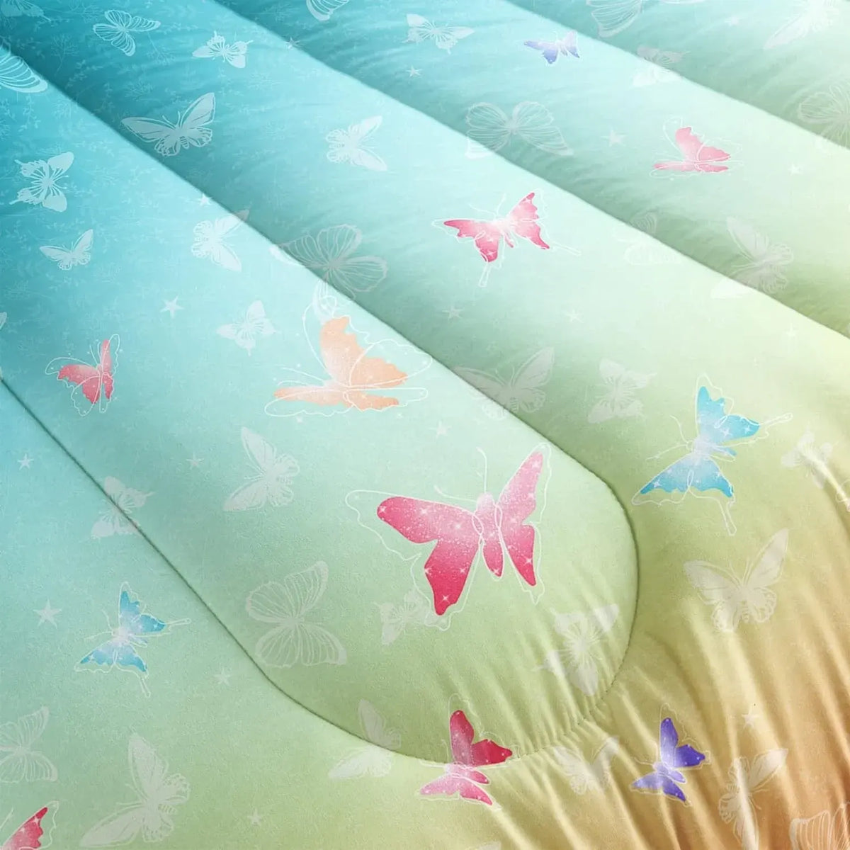 Aqua Sunset Butterfly Dream Comforter Quilted Doona Set - Image 4