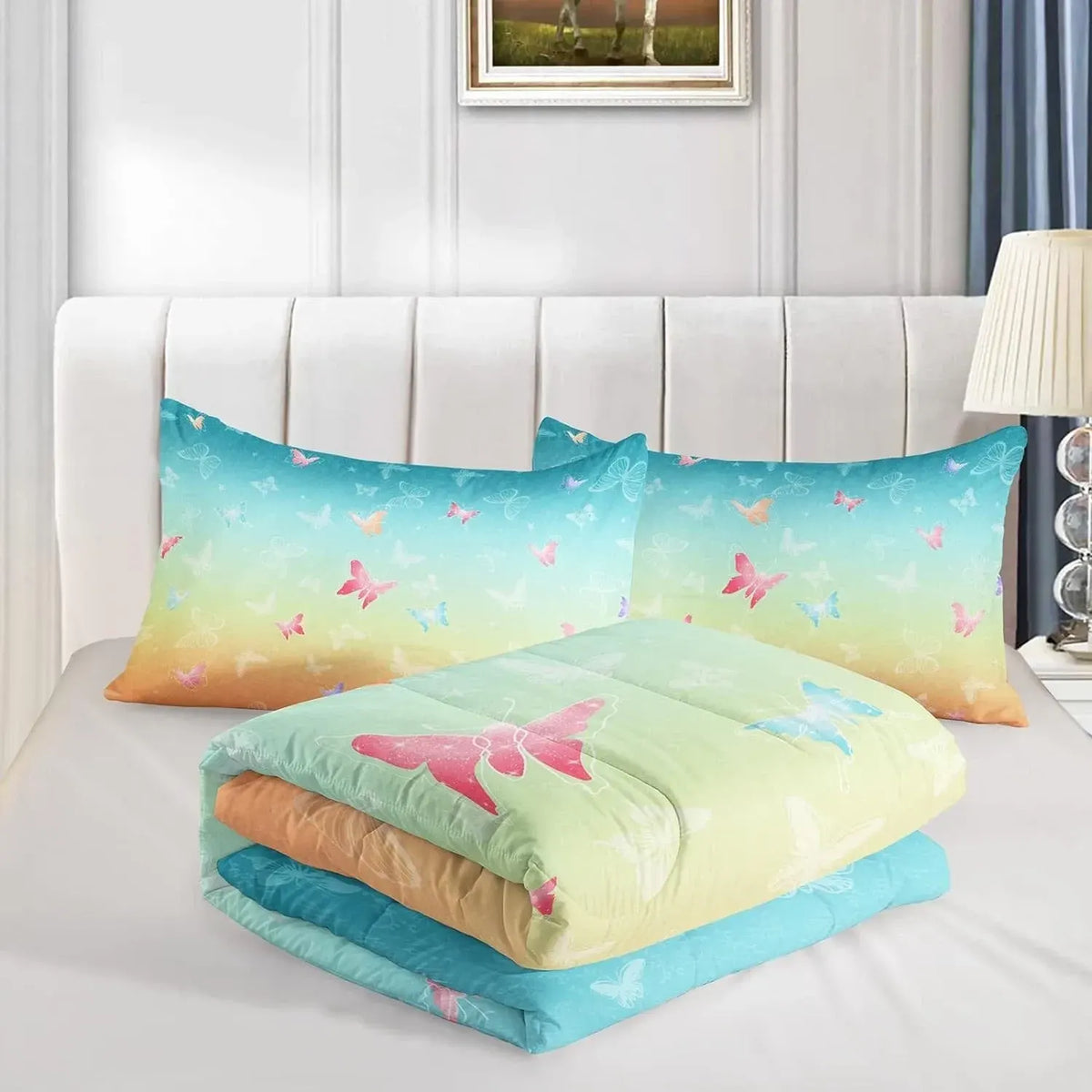 Aqua Sunset Butterfly Dream Comforter Quilted Doona Set - Image 5