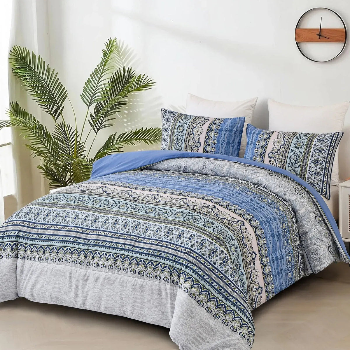 Blue Nordic Stripe Haven Comforter Quilted Doona Set - Image 2