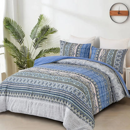 Blue Nordic Stripe Haven Comforter Quilted Doona Set - Image 2