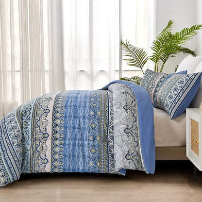 Blue Nordic Stripe Haven Comforter Quilted Doona Set - Image 3