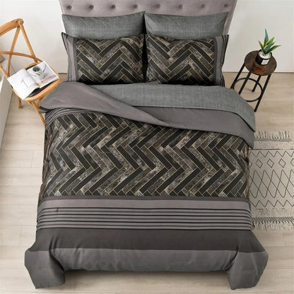 Charcoal Geometric Luxe Comforter Quilted Doona Set - Image 3
