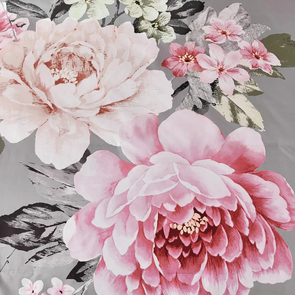 Grey Blush Peony Garden Comforter Quilted Doona Set - Image 6