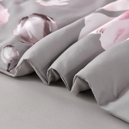 Grey Blush Peony Garden Comforter Quilted Doona Set - Image 9